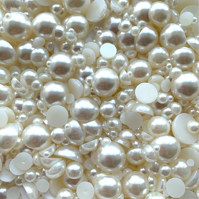 1500PCS 3-14mm Ivory Flatback Pearls, 150g Half-Round ABS Pearls - Image 7