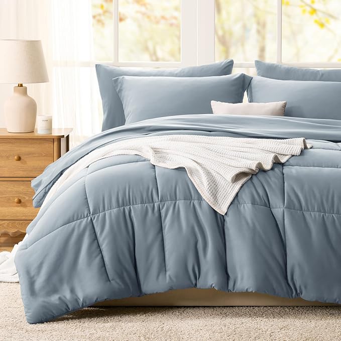 CozyLux Full Size Comforter Sets Grayish Blue - Image 8
