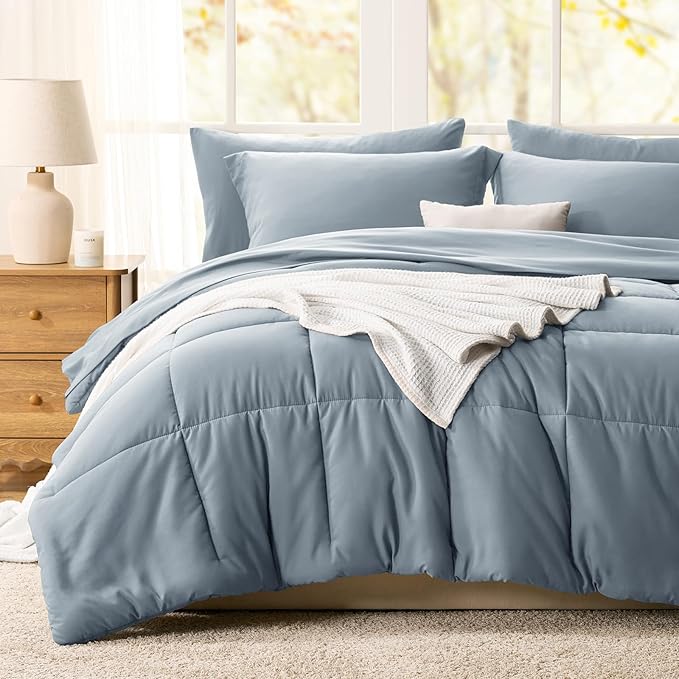CozyLux Twin XL Comforter Set Grayish Blue - Image 7