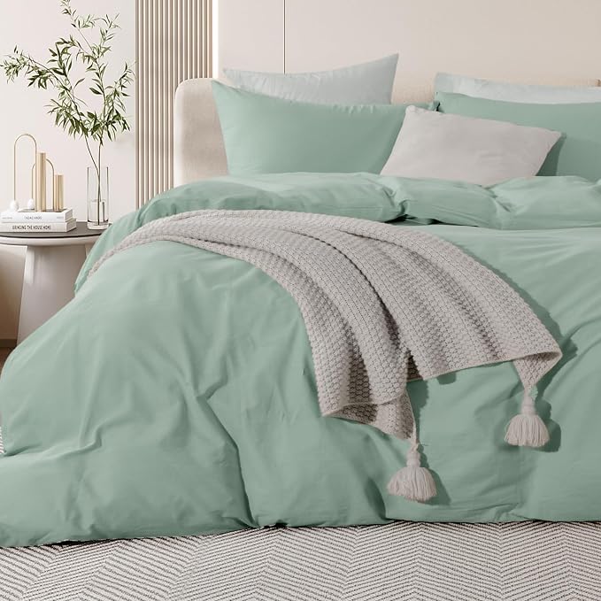 NEXHOME PRO Duvet Cover Set Queen Size Linen Look Textured Organic Natural 100% - Image 3