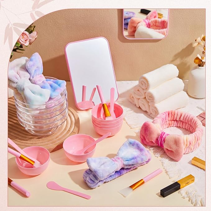 Teenyyou 12 Set Tie Dye Pink Spa Party Supplies - Image 4