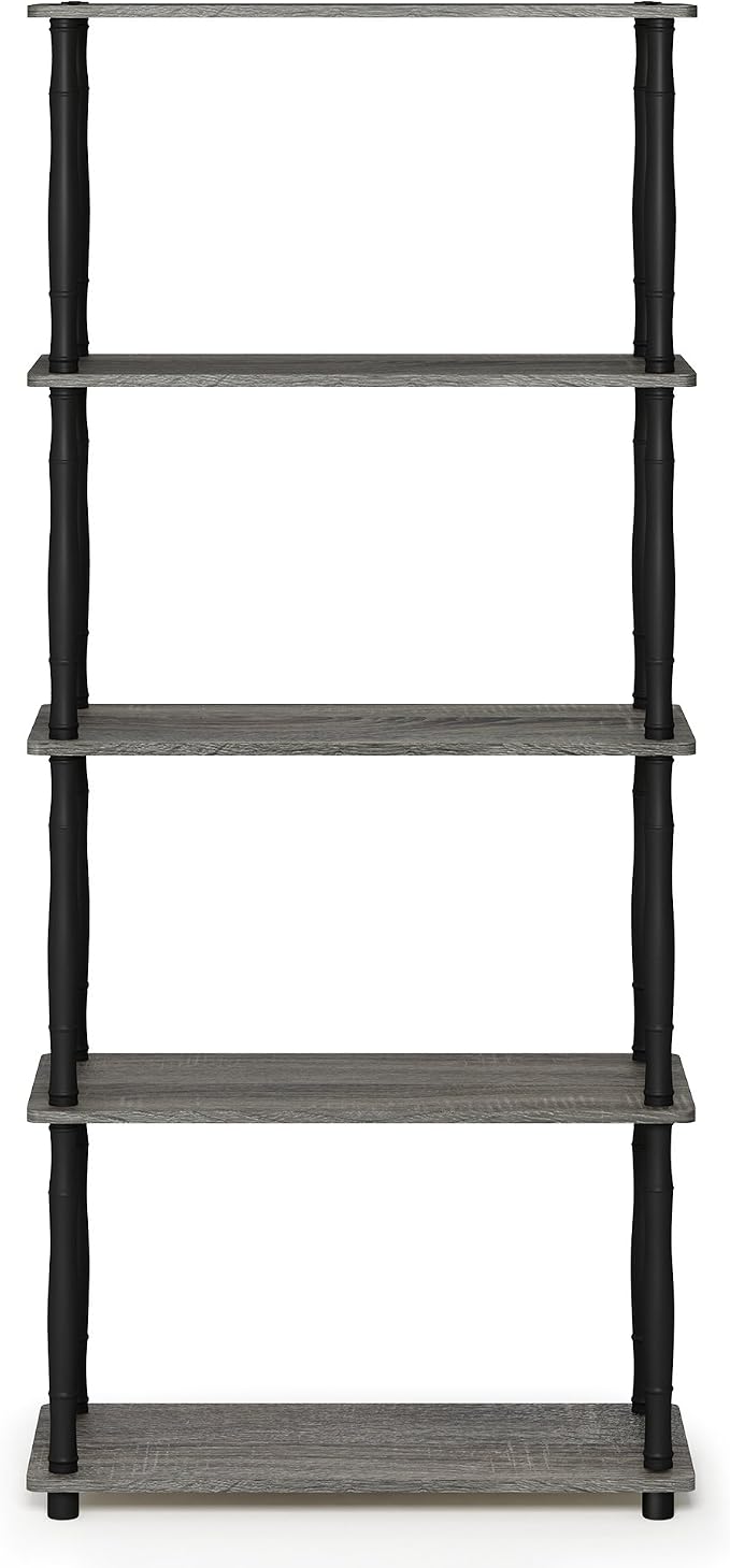 Furinno TURN-S-TUBE Storage Shelves, 5-Tier Book Shelf, Corner Shelf, Toolless - Image 7