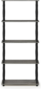 Furinno TURN-S-TUBE Storage Shelves, 5-Tier Book Shelf, Corner Shelf, Toolless - Image 7
