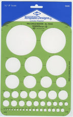 Alvin, Circle Guide Template, 44 Circles, 7 inches x 9.25 inches x .030 inches by Alvin