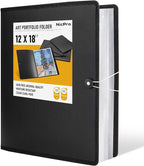 Nicpro 12"x18" Art Portfolio Folder, 30 Pockets Display 60 Pages Art Painting by Nicpro