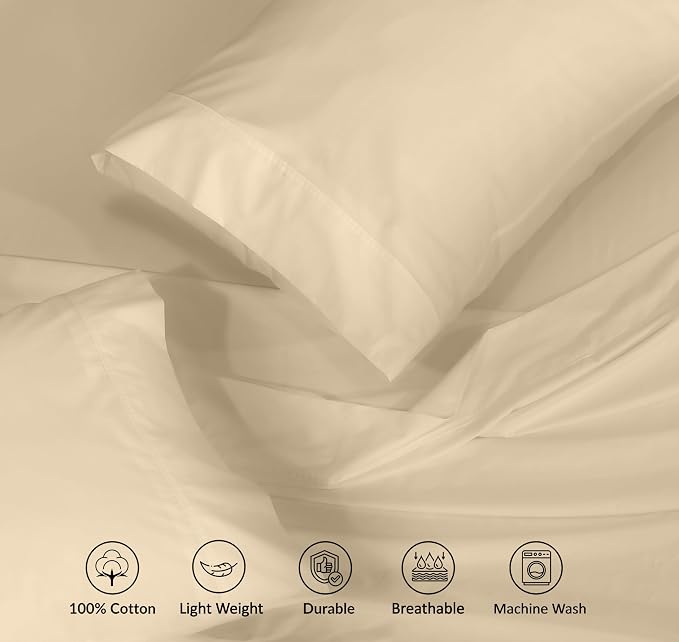 RUVANTI 100% Cotton Sheets – Queen Size Percale Bedding, Cooling & Breathable - Image 4