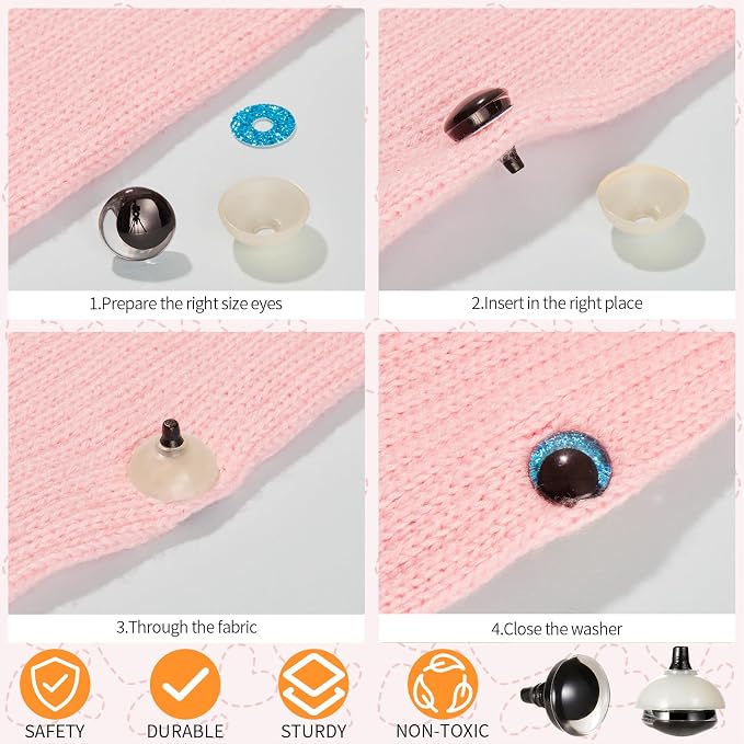 MUCUNNIA 2pcs 50mm 3D Glitter Safety Eyes - Image 5