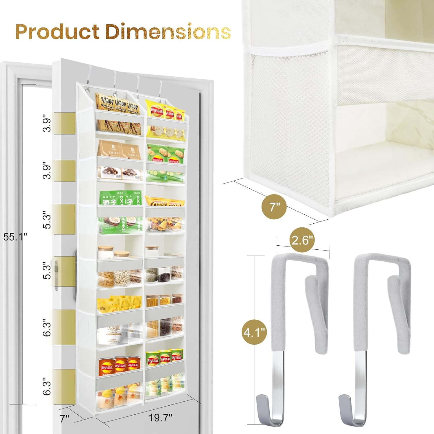 HOMELUX THEORY Heavy Duty Over the Door Organizer - Extra Wide Clear Closet Organizers And Storage, Hanging Storage Door for Bedroom & Baby Nursery, 1PC Transparent