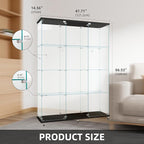FLYMUHJIA Curio Cabinets with Glass Doors Modern Glass Shelves Tempered Glass - Image 3