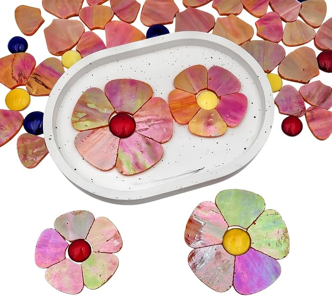 Esweny 12 Flower Stained Glass Mosaic Tiles - Image 7