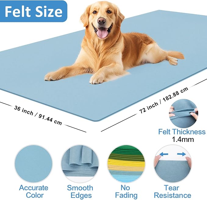 XSEINO Dusty Blue Large Felt Fabric 72" X 36 ", 1.4 mm Thick Soft Felt Fabric - Image 2
