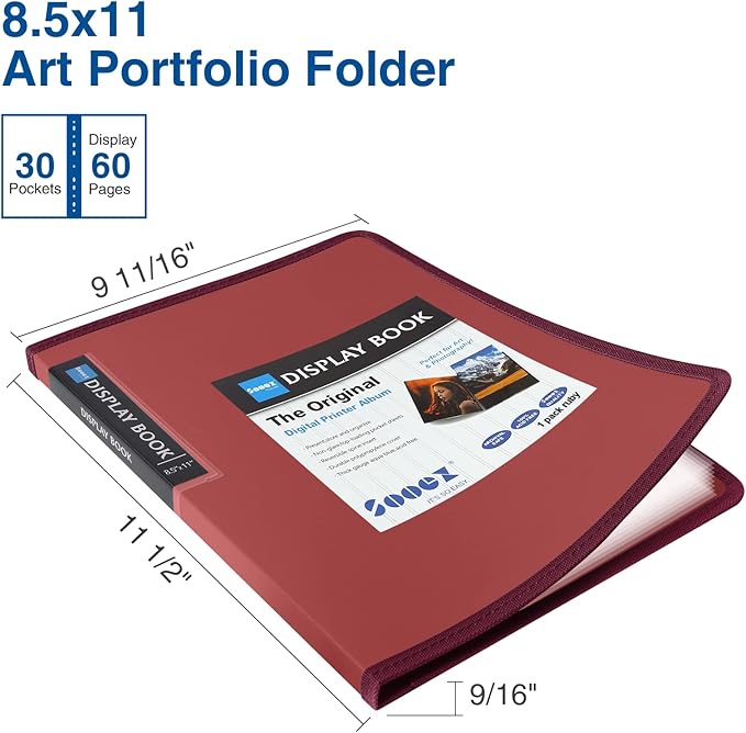 Sooez 30-Pocket Binder with Plastic Sleeves 8.5x11, Heavy Duty Art Portfolio - Image 2