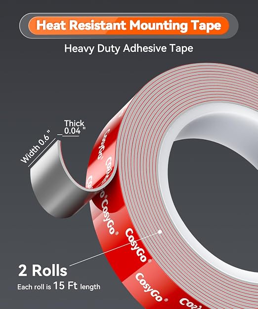 2 Rolls Double Sided Tape Heavy Duty, 15FT Outdoor Heat Resistant Automotive - Image 2