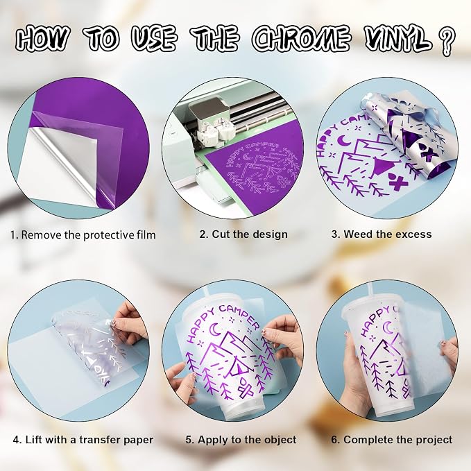 VINYL FROG Chrome Adhesive Vinyl Roll – 12"x60" Glossy Chrome Mirror Purple - Image 4