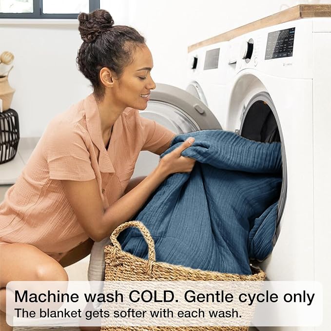 100% Cotton Muslin Blanket Twin 60" x 80", Breathable and Lightweight Cotton - Image 7