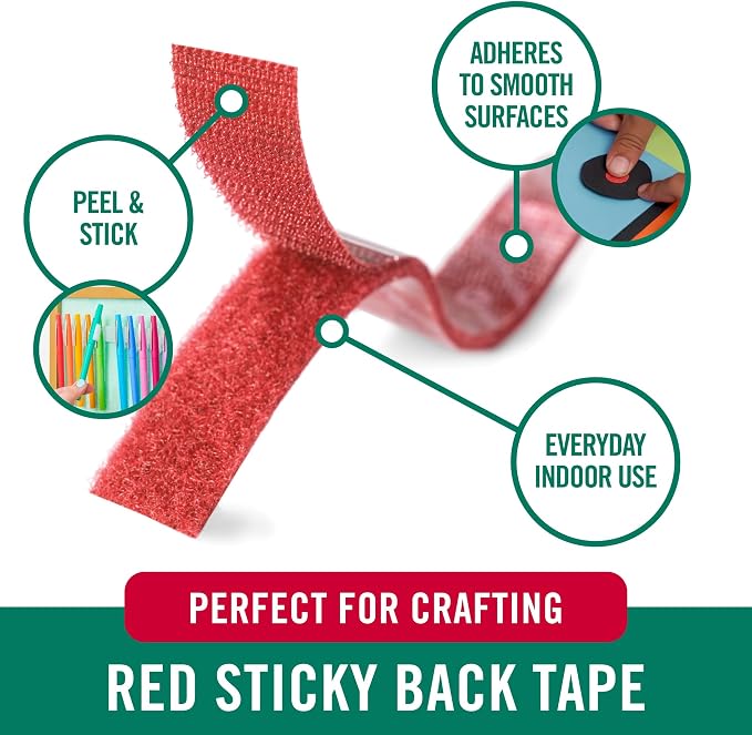 VELCRO Brand Colors | Red Sticky Back Tape | 10ft Roll - Image 2