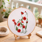 Crafmanoe Cat Embroidery Kits for Beginners Adults, Flowers Embroidery Starter - Image 8