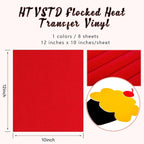 HTVSTD Red Flock HTV Heat Transfer Vinyl 8 Sheets 12×10in Iron on Vinyl | - Image 2