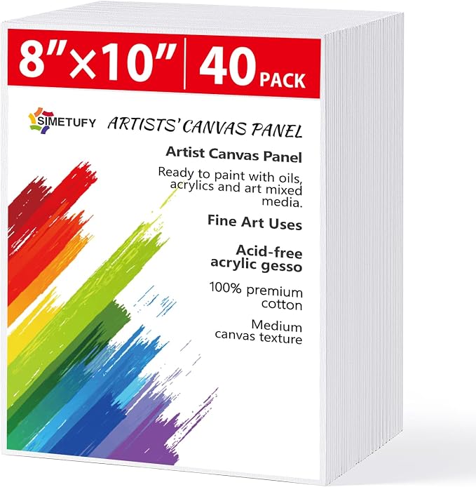 Simetufy 40 Pack Canvas Boards for Painting 8x10in Cotton Canvas Panels | for by Simetufy