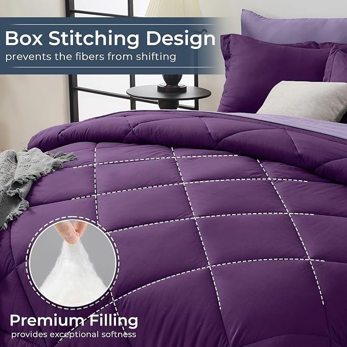 HEVUMYI Purple & Light Purple King Comforter Set - Image 4