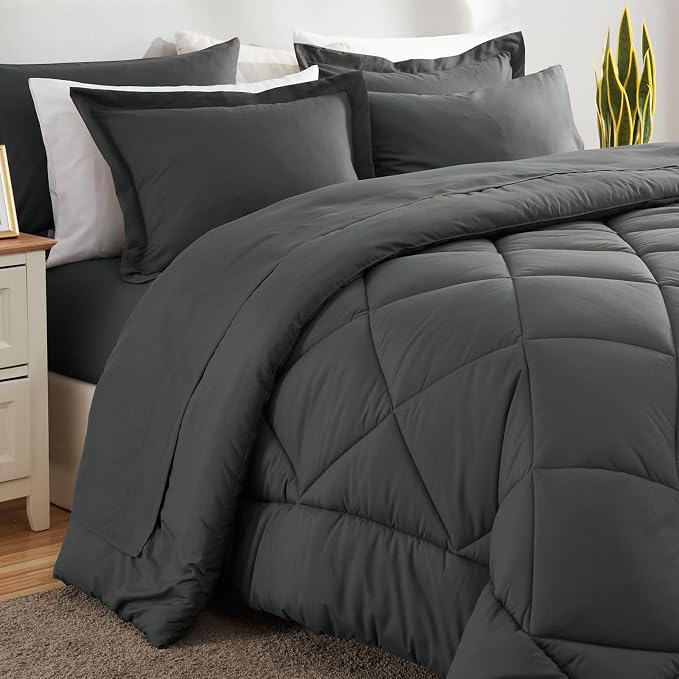 CozyLux California King Comforter Set Dark Grey - Image 8