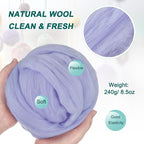 uxcell Needle Felting Wool, 8.5 Oz Nature Fibre Wool Yarn Roving - Image 2