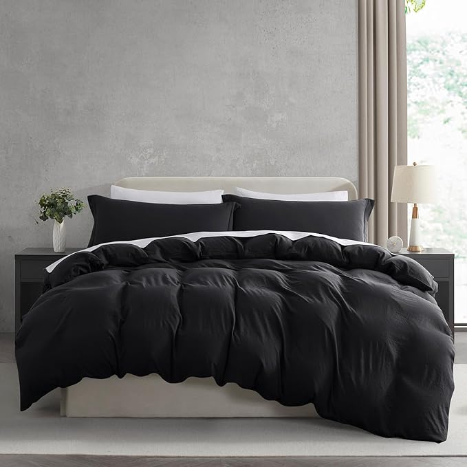 Nestl Black Duvet Cover Queen Size by Nestl