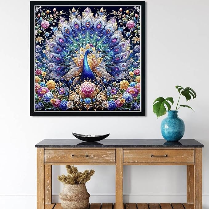 Meothan Diamond Art Kits for Adults, 5D DIY Colorful Peacock Diamond Painting - Image 2