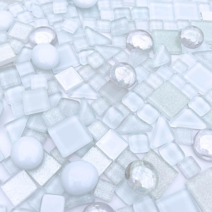 LITMIND 1.1 LB White Irregular Glass Mosaic Tiles - Image 2