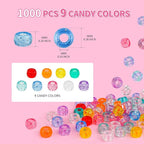 1000+pcs Glitter Pony Beads Bulk, Acrylic 9mm Large Plastic Bead - Image 4