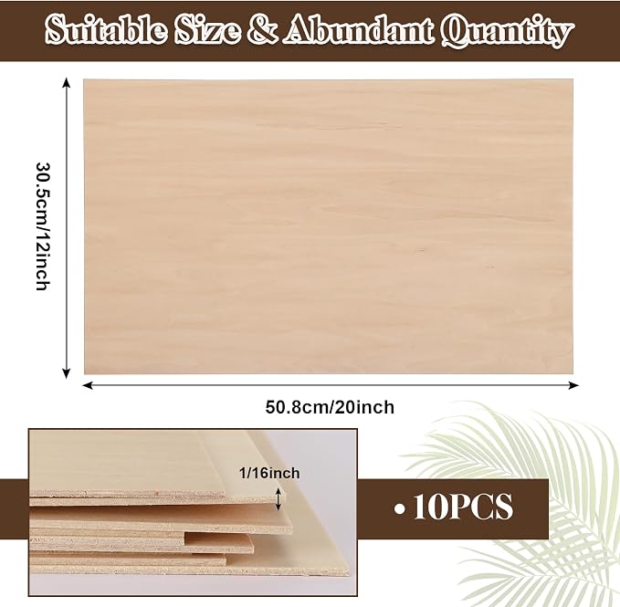 Sasylvia Balsa Wood Sheets 12 x 20 x 1/16 Inch Basswood Sheets - Image 2