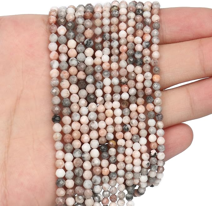 4mm 90pcs Pink Zebra Tiny Gemstone Beads - Image 2