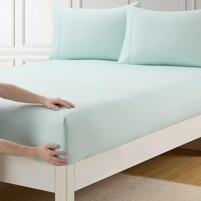 Twin Fitted Sheet Only with Full Elastic & Built in Corner Sheet Straps to by SweetHomeCollection