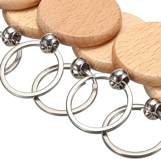 JUXYES 100 PCS Unfinished Wooden Keychain Blanks - Image 9