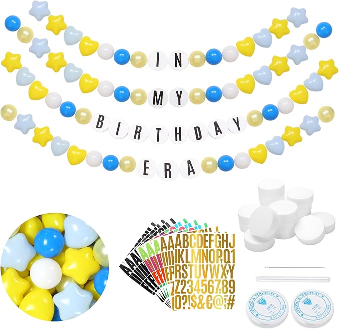 87 Pcs Friendship Lei Bracelet Birthday Banner Kit Necklace Garland by Heopeis