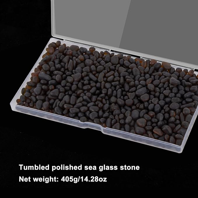 QEQEKAKA Sea Glass Stones for Crafts About 1LB Dark Brown Glass Pebbles - Image 4