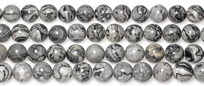 MJDCB AAA Natural Map Stone Beads Gray Picasso Stone Beads - Image 4