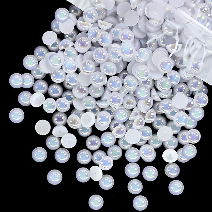 qiipii 220PCS 10mm White AB Round Half Round Pearls by qiipii
