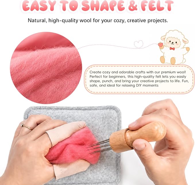 3.53oz Wool Roving: Needle Felting Wool White Roving Wool Felting Supplies Pure - Image 3