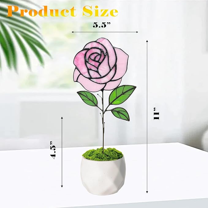 Glass Flowers, Stained Glass Rose - Image 3