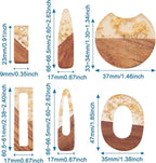 FASHEWELRY 12Pcs Resin & Walnut Pendants 6 Styles Rectangle Oval Bullet - Image 6