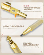 Nicpro Gold Art Mechanical Pencil Set, Metal Drafting Pencil 0.5, 0.9mm & 2mm - Image 2