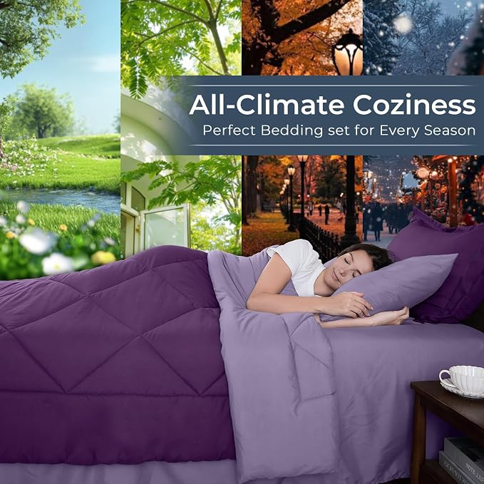 HEVUMYI Purple & Light Purple Cali-King Comforter Set - Image 3