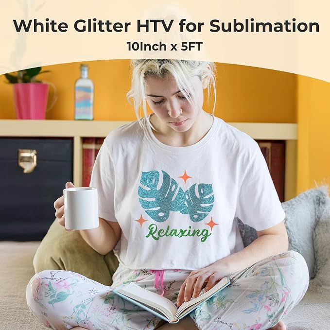 HTVRONT White Glitter HTV Heat Transfer Vinyl - Image 2