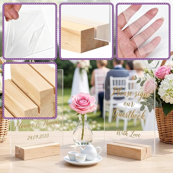 Bercoor 5 Pack 4x6 Inch Blank Clear Acrylic Sign - Image 3