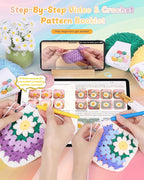 Coopay Blanket Crochet Kit for Beginners, All-in-One Granny Square Blanket Kit - Image 3
