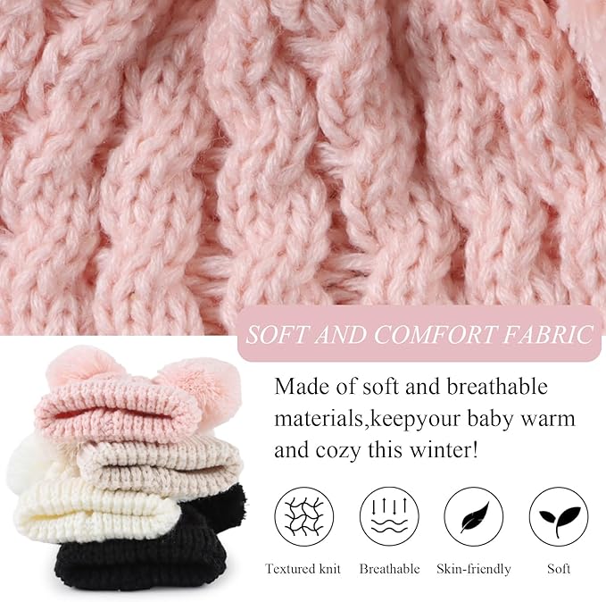 Yuoahcn Baby Girl Beanie Winter Baby Boy Hat with Pom pom Warm Infant Knitted Hats Toddler Kid Beanies