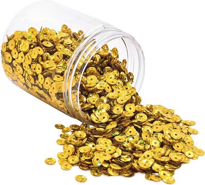 Mandala Crafts 6mm Cup Holographic Light Gold Sequins by MandalaCrafts