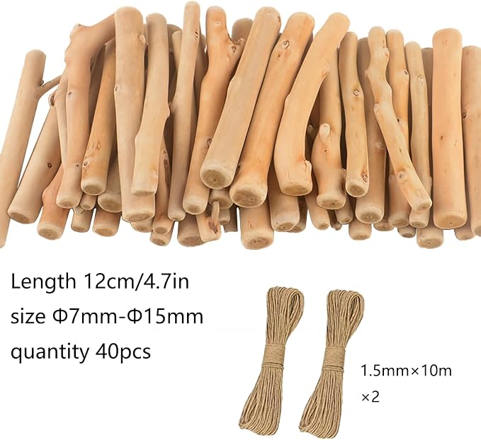 ZJCHBL 40PCS Driftwood for Crafts, 4.7 Inch Long 7mm-15mm in Diameter Driftwood - Image 2