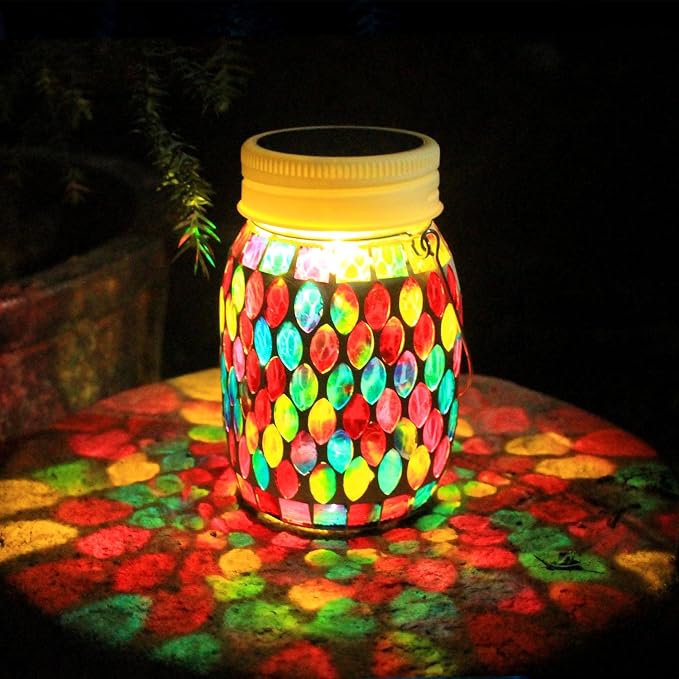 Mosaic Lanterns Outdoor Garden Decor Waterproof Lights, Solar Mosaic Christmas - Image 2